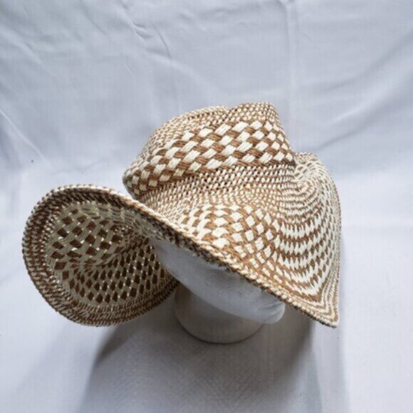 Aerie Paper Straw Beach Hat Big Floppy Neutral Summer Shade - Picture 6 of 13